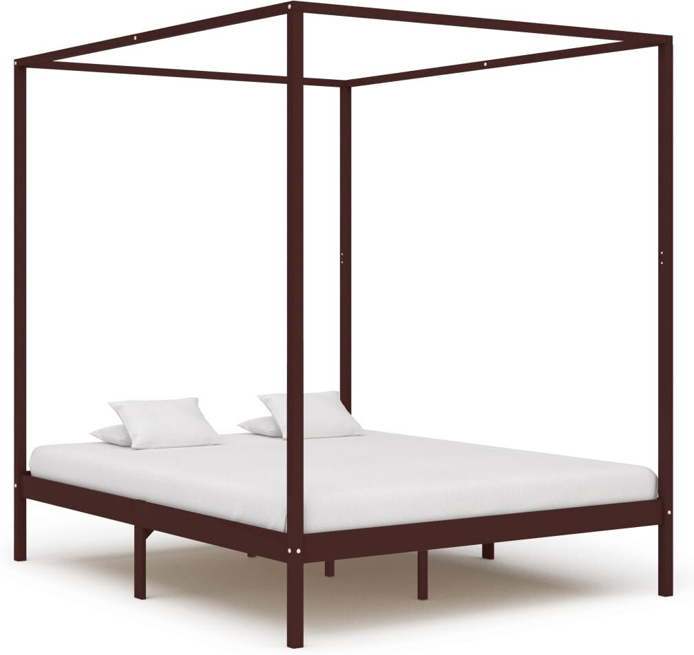 vidaXL sengestel til himmelseng 180 x 200 cm massiv fyrretræ mørkebrun vidaXL sengestel til himmelseng 180 x 200 cm massiv fyrretræ mørkebrun
