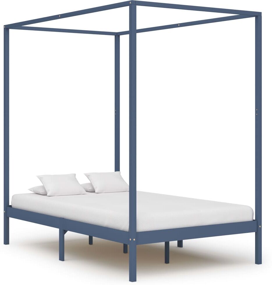 vidaXL sengestel til himmelseng 120 x 200 cm massivt fyrretræ grå vidaXL sengestel til himmelseng 120 x 200 cm massivt fyrretræ grå