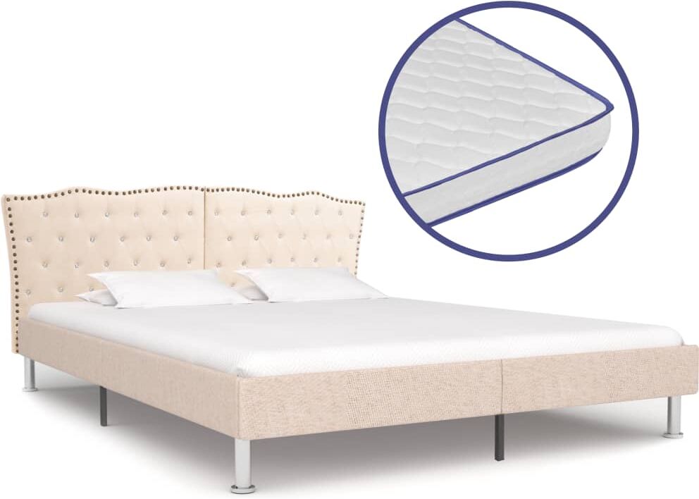 vidaXL seng med madras i memoryskum 180 x 200 cm stof beige vidaXL seng med madras i memoryskum 180 x 200 cm stof beige