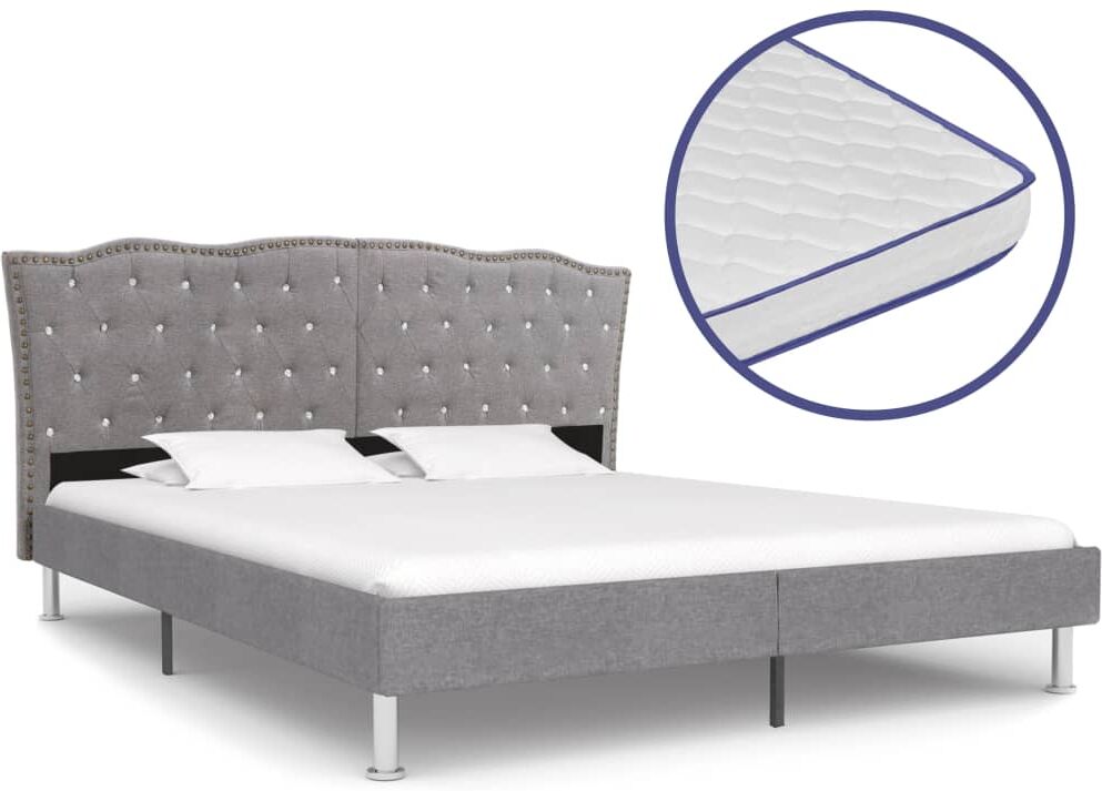 vidaXL seng med madras i memoryskum 180 x 200 cm lysegrå stof vidaXL seng med madras i memoryskum 180 x 200 cm lysegrå stof