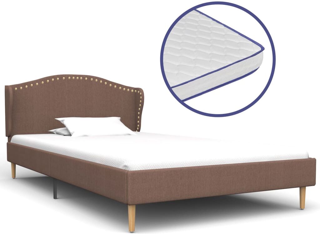 vidaXL seng med madras i memoryskum 90 x 200 cm brun stof vidaXL seng med madras i memoryskum 90 x 200 cm brun stof