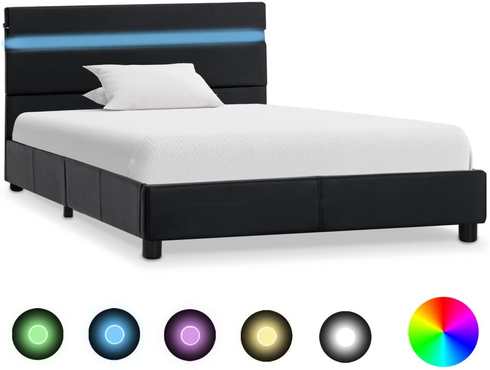 vidaXL sengestel med LED 90 x 200 cm kunstlæder sort vidaXL sengestel med LED 90 x 200 cm kunstlæder sort