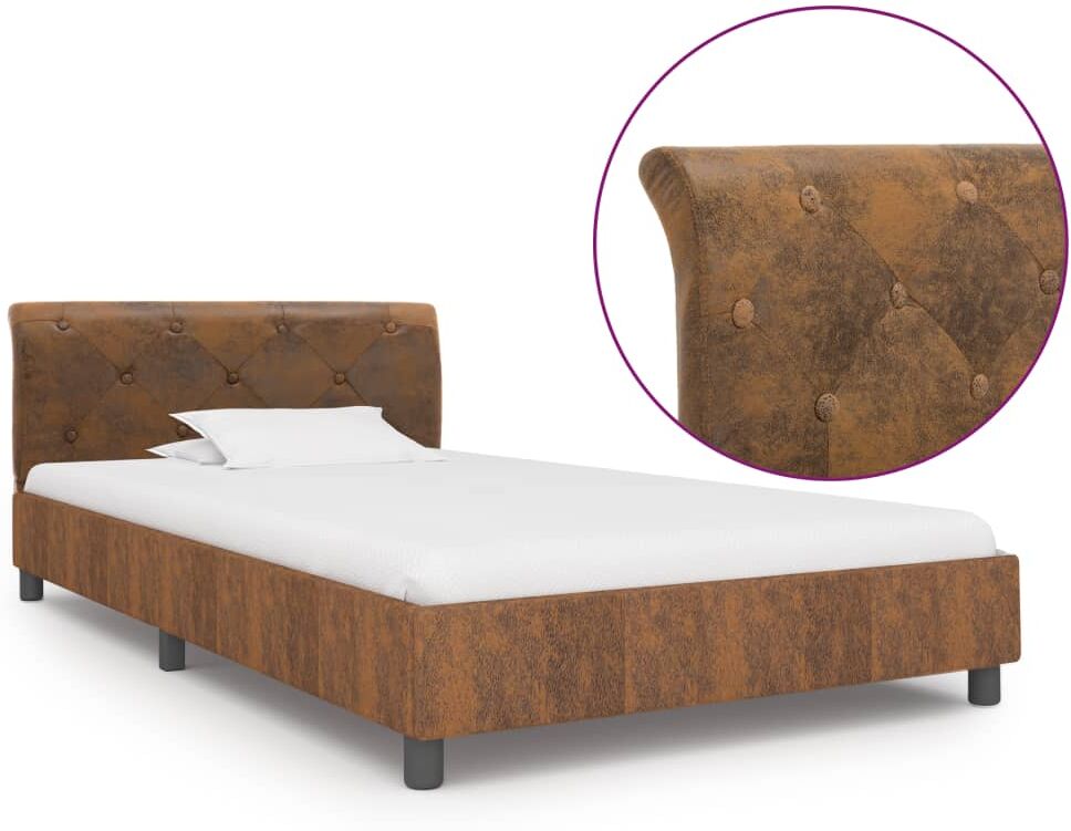 vidaXL sengestel 100 x 200 cm imiteret ruskind brun vidaXL sengestel 100 x 200 cm imiteret ruskind brun