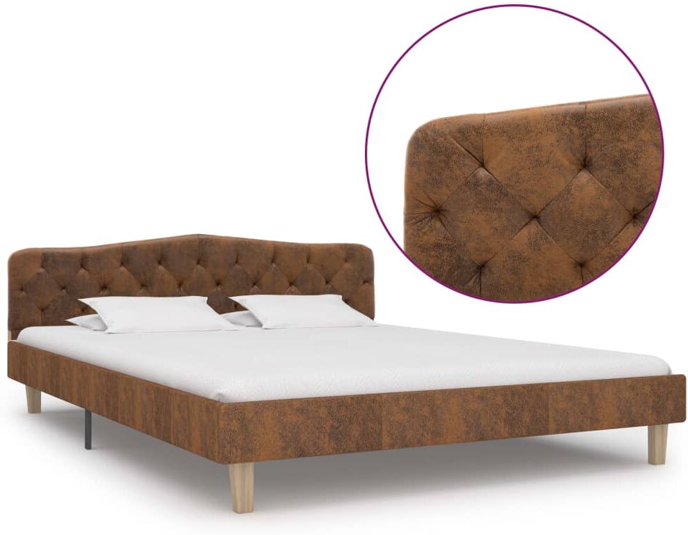 vidaXL sengestel 160 x 200 cm brun imiteret ruskind vidaXL sengestel 160 x 200 cm brun imiteret ruskind