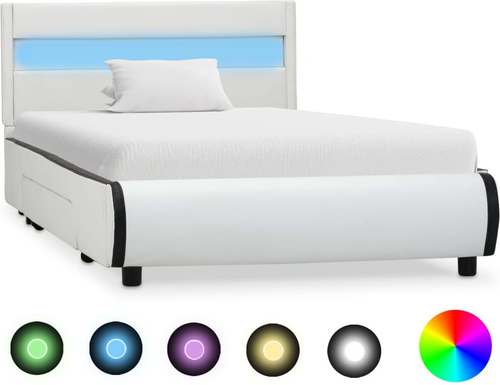 vidaXL sengestel med LED 90 x 200 cm kunstlæder hvid vidaXL sengestel med LED 90 x 200 cm kunstlæder hvid