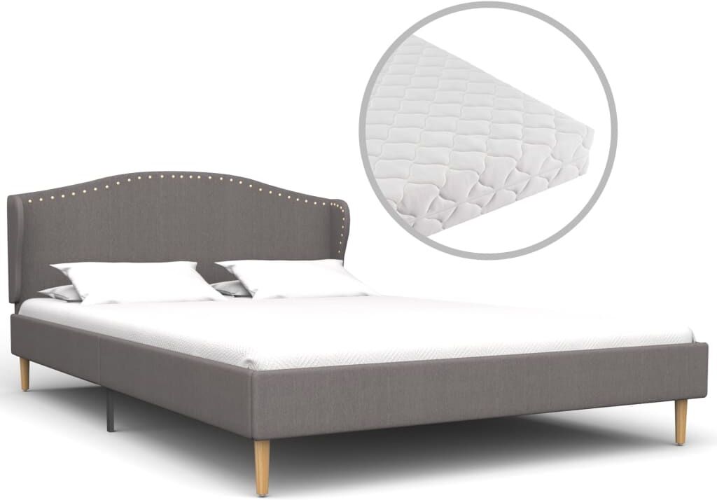 vidaXL seng med madras 140 x 200 cm stof lysegrå vidaXL seng med madras 140 x 200 cm stof lysegrå