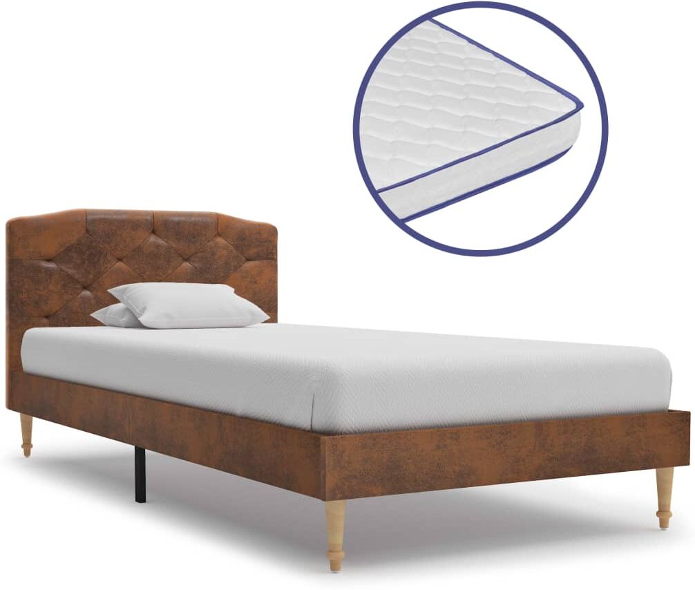 vidaXL seng med madras i memoryskum 90 x 200 cm imiteret ruskind vidaXL seng med madras i memoryskum 90 x 200 cm imiteret ruskind