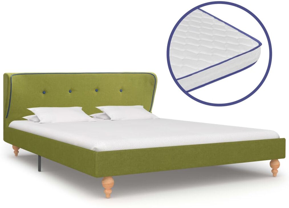 vidaXL seng med madras i memoryskum 140 x 200 cm stof grøn vidaXL seng med madras i memoryskum 140 x 200 cm stof grøn