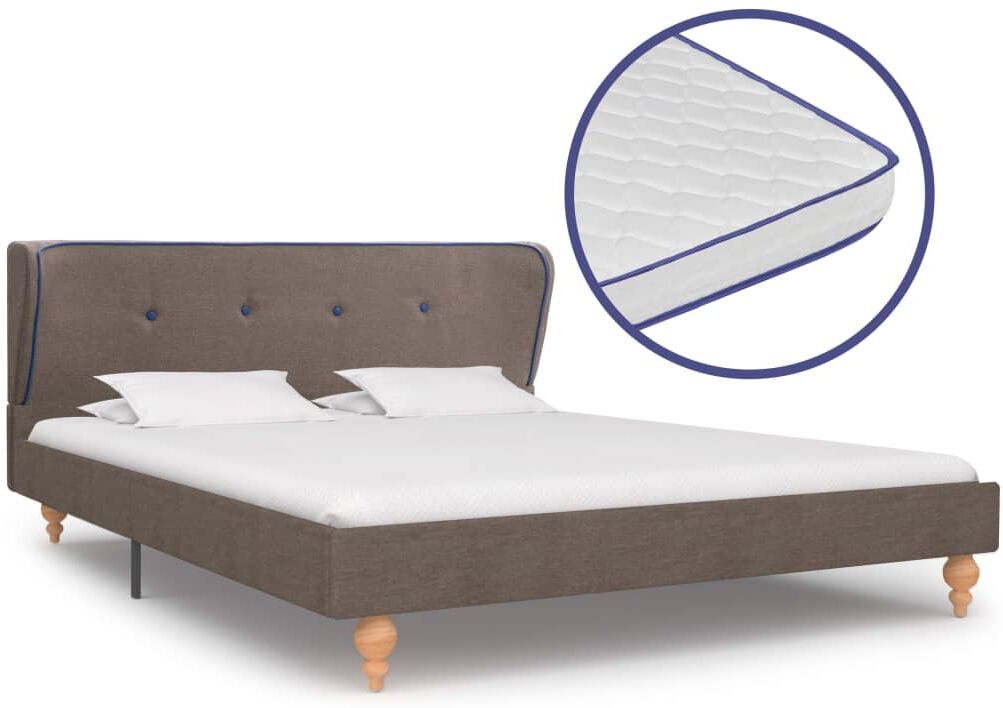 vidaXL seng med madras i memoryskum 140 x 200 cm stof gråbrun vidaXL seng med madras i memoryskum 140 x 200 cm stof gråbrun