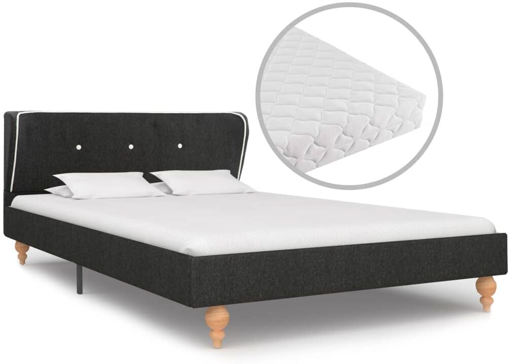 vidaXL seng med madras 120 x 200 cm sækkelærred mørkegrå vidaXL seng med madras 120 x 200 cm sækkelærred mørkegrå