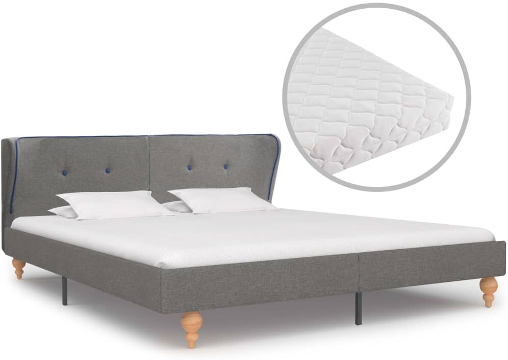 vidaXL seng med madras 160 x 200 cm stof lysegrå vidaXL seng med madras 160 x 200 cm stof lysegrå