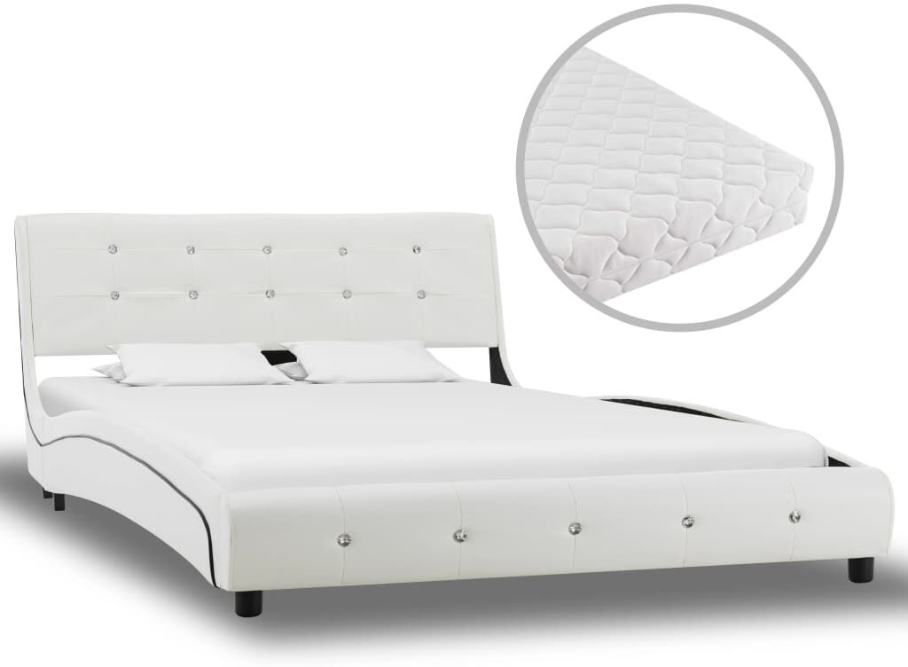 vidaXL seng med madras 120 x 200 cm kunstlæder hvid vidaXL seng med madras 120 x 200 cm kunstlæder hvid