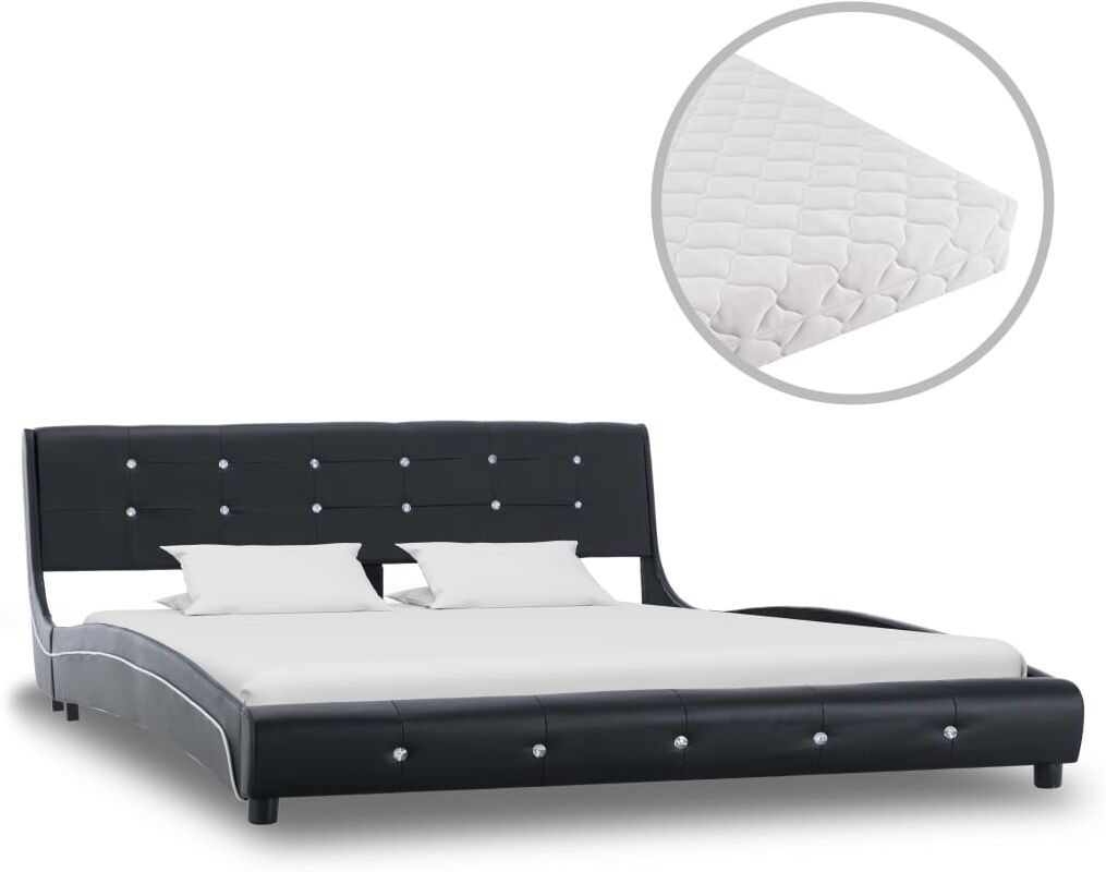 vidaXL seng med madras 160 x 200 cm kunstlæder sort vidaXL seng med madras 160 x 200 cm kunstlæder sort