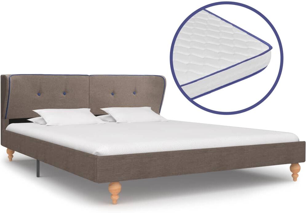 vidaXL seng med madras i memoryskum 180 x 200 cm stof gråbrun vidaXL seng med madras i memoryskum 180 x 200 cm stof gråbrun
