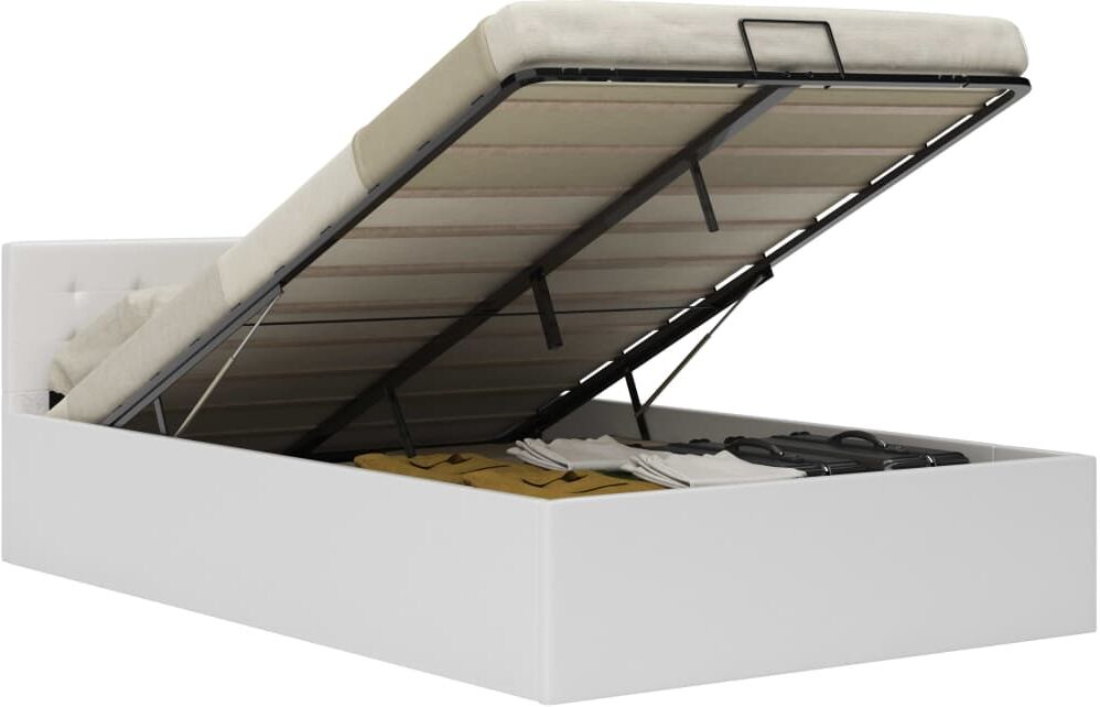 vidaXL hydraulisk opbevaringsseng 140 x 200 cm kunstlæder hvid vidaXL hydraulisk opbevaringsseng 140 x 200 cm kunstlæder hvid
