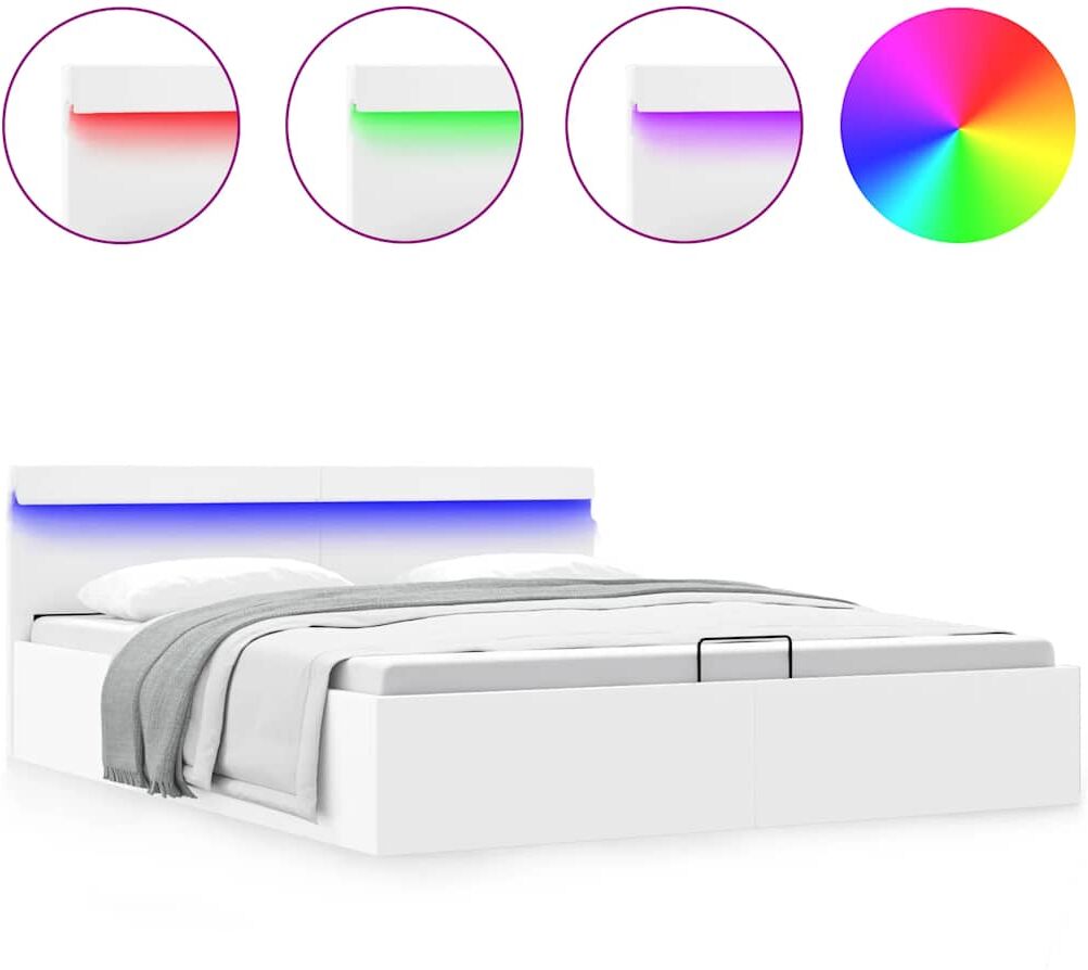 vidaXL hydraulisk opbevaringsseng med LED 180 x 200 cm kunstlæder hvid vidaXL hydraulisk opbevaringsseng med LED 180 x 200 cm kunstlæder hvid