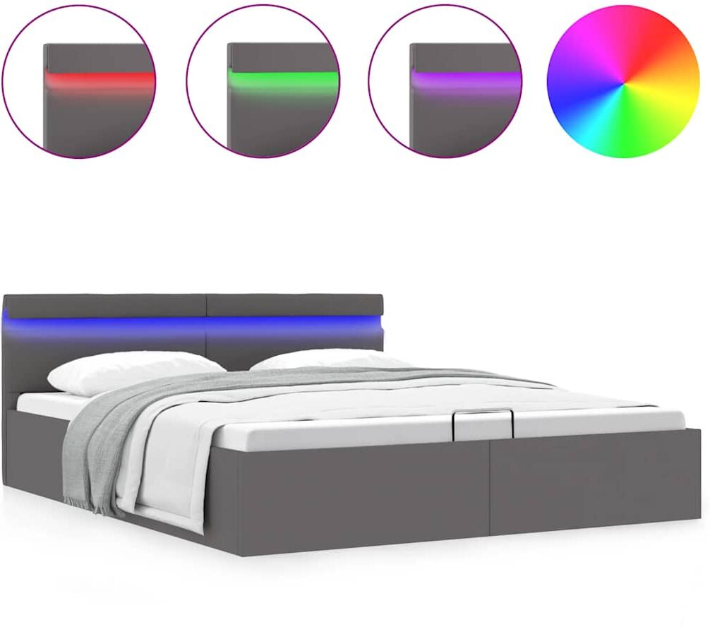 vidaXL hydraulisk opbevaringsseng med LED 180 x 200 cm kunstlæder grå vidaXL hydraulisk opbevaringsseng med LED 180 x 200 cm kunstlæder grå