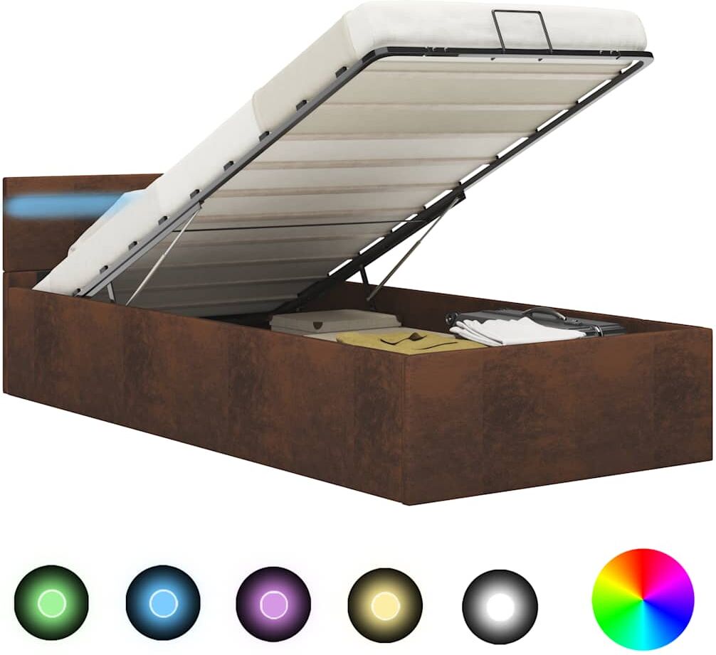 vidaXL hydraulisk opbevaringsseng med LED 90 x 200 cm stof brun vidaXL hydraulisk opbevaringsseng med LED 90 x 200 cm stof brun