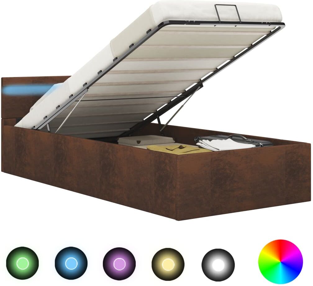 vidaXL hydraulisk opbevaringsseng med LED 100 x 200 stof brun vidaXL hydraulisk opbevaringsseng med LED 100 x 200 stof brun