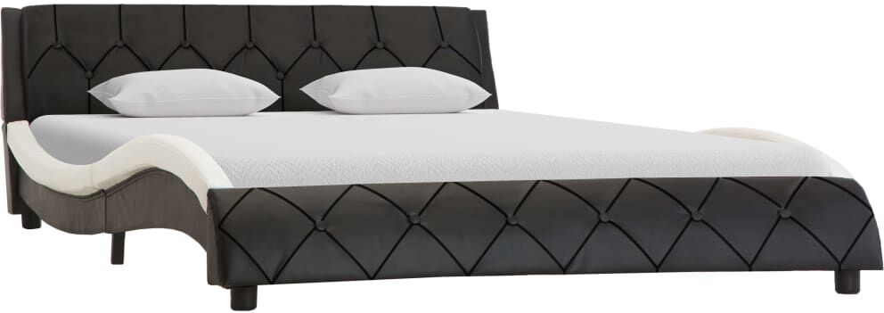 vidaXL sengestel 160 x 200 cm kunstlæder sort og hvid vidaXL sengestel 160 x 200 cm kunstlæder sort og hvid