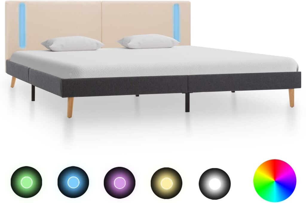 vidaXL sengestel med LED 180x200 cm stof cremefarvet og mørkegrå vidaXL sengestel med LED 180x200 cm stof cremefarvet og mørkegrå