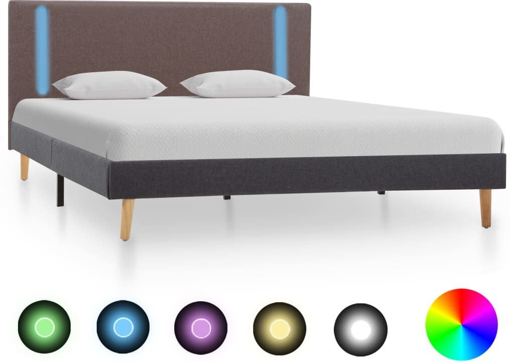 vidaXL sengestel med LED 140x200 cm stof gråbrun og mørkegrå vidaXL sengestel med LED 140x200 cm stof gråbrun og mørkegrå