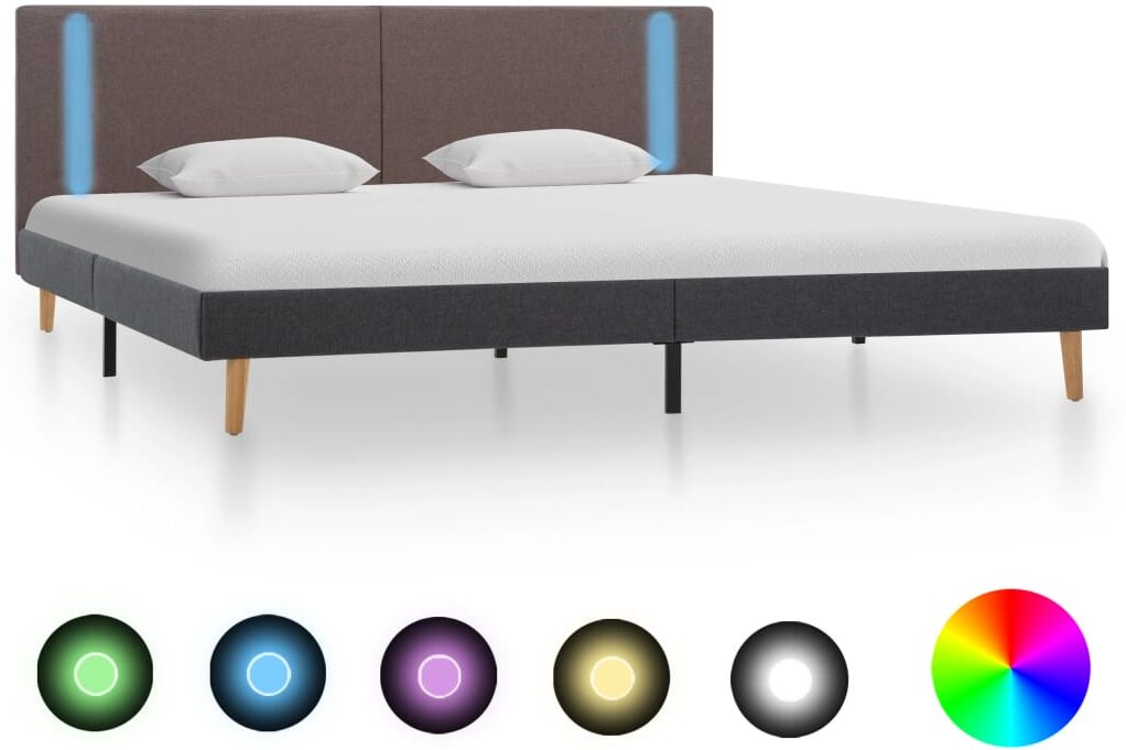 vidaXL sengestel med LED 160x200 cm stof gråbrun og mørkegrå vidaXL sengestel med LED 160x200 cm stof gråbrun og mørkegrå