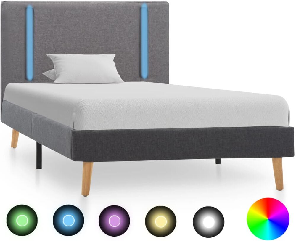 vidaXL sengestel med LED 90x200 cm stof lysegrå og mørkegrå vidaXL sengestel med LED 90x200 cm stof lysegrå og mørkegrå