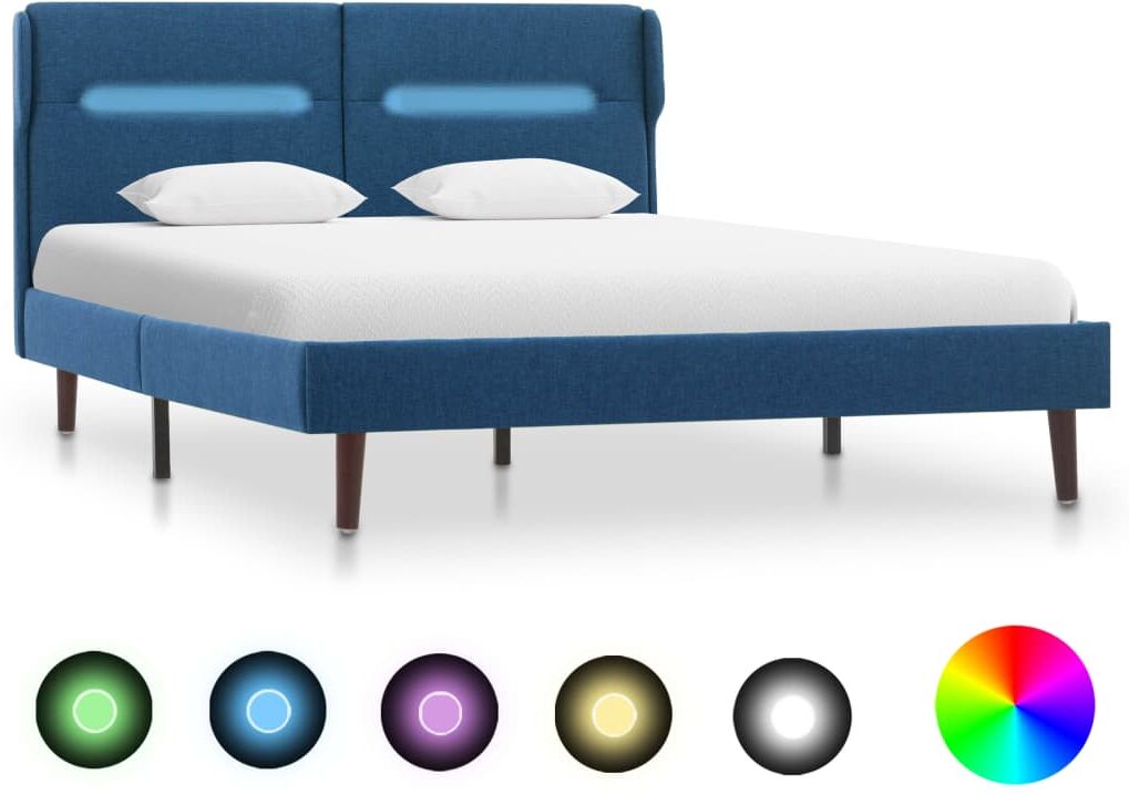 vidaXL sengestel med LED 120x200 cm stof blå vidaXL sengestel med LED 120x200 cm stof blå