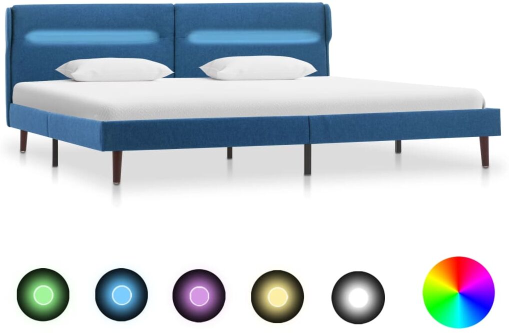 vidaXL sengestel med LED 140x200 cm stof blå vidaXL sengestel med LED 140x200 cm stof blå