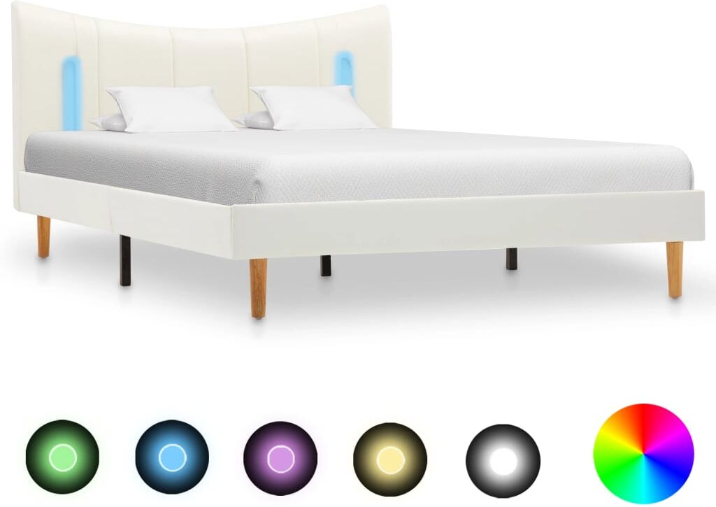 vidaXL sengestel med LED 120x200 cm kunstlæder hvid vidaXL sengestel med LED 120x200 cm kunstlæder hvid