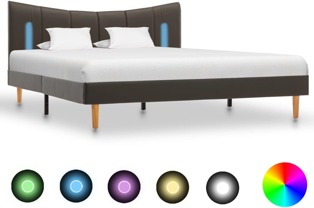 vidaXL sengestel med LED 140x200 cm kunstlæder antracitgrå vidaXL sengestel med LED 140x200 cm kunstlæder antracitgrå