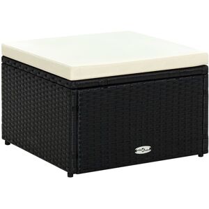 vidaXL fodskammel ottoman i polyrattan 53 x 53 x 30 cm sort