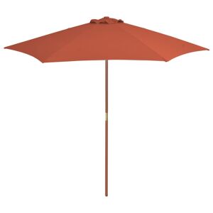 vidaXL udendørs parasol med træstang 270 cm terracottafarvet