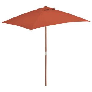 vidaXL udendørs parasol med træstang 150 x 200 cm terracottafarvet