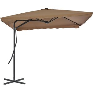 vidaXL udendørs parasol med stålstang 250 x 250 cm gråbrun