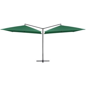 vidaXL dobbelt parasol med stålstang 250x250 cm grøn