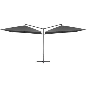 vidaXL dobbelt parasol med stålstang 250x250 cm antracitgrå