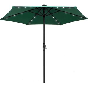 vidaXL parasol med LED-lys og aluminiumsstang 270 cm grøn