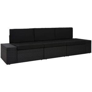 vidaXL 3-personers sofa modulær polyrattan sort