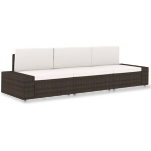 vidaXL 3-personers sofa modulær polyrattan brun