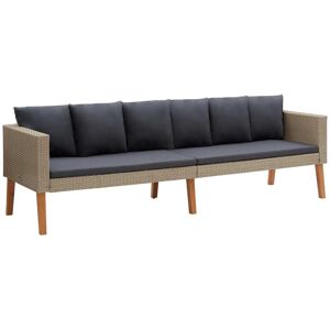 vidaXL 3-personers havesofa med hynder polyrattan beige