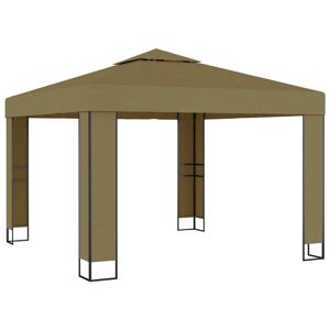 vidaXL pavillon med dobbelttag 3x3x2,7 m 180 g/m² gråbrun