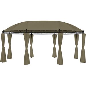 vidaXL pavillon med gardiner 520x349x255 cm 180 g/m² gråbrun