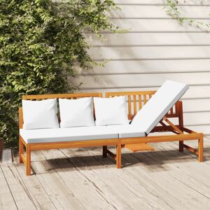 vidaXL daybed med cremefarvet hynde 200x60x75 cm massivt akacietræ