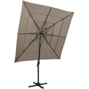 vidaXL parasol med aluminiumsstang i 4 niveauer 250x250 cm gråbrun