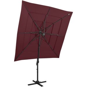 vidaXL parasol med aluminiumsstang 4 niveauer 250x250 cm bordeaux