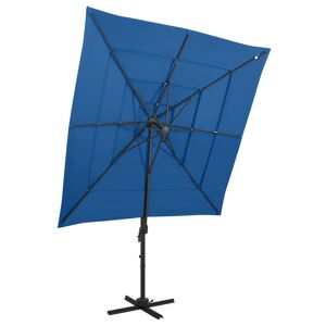 vidaXL parasol med aluminiumsstang i 4 niveauer 250x250 cm azurblå