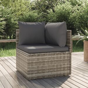 vidaXL hjørnemodul til havesofa med hynde 57x57x56 cm polyrattan grå