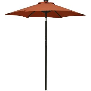 vidaXL parasol med LED-lys 200x211 cm aluminium terrakotta